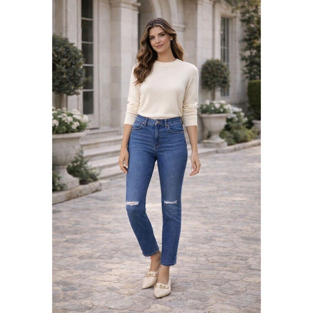 RAG & BONE Dre Low Rise Slim Boyfriend Jeans 27 Distressed Blue Stretch USA MADE